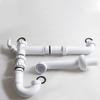 GR012 Double Basin Sink PP White Hard Pipe Groundwater Connection Left Right Adjustable Drain Kit Utility Laundry Wash Station