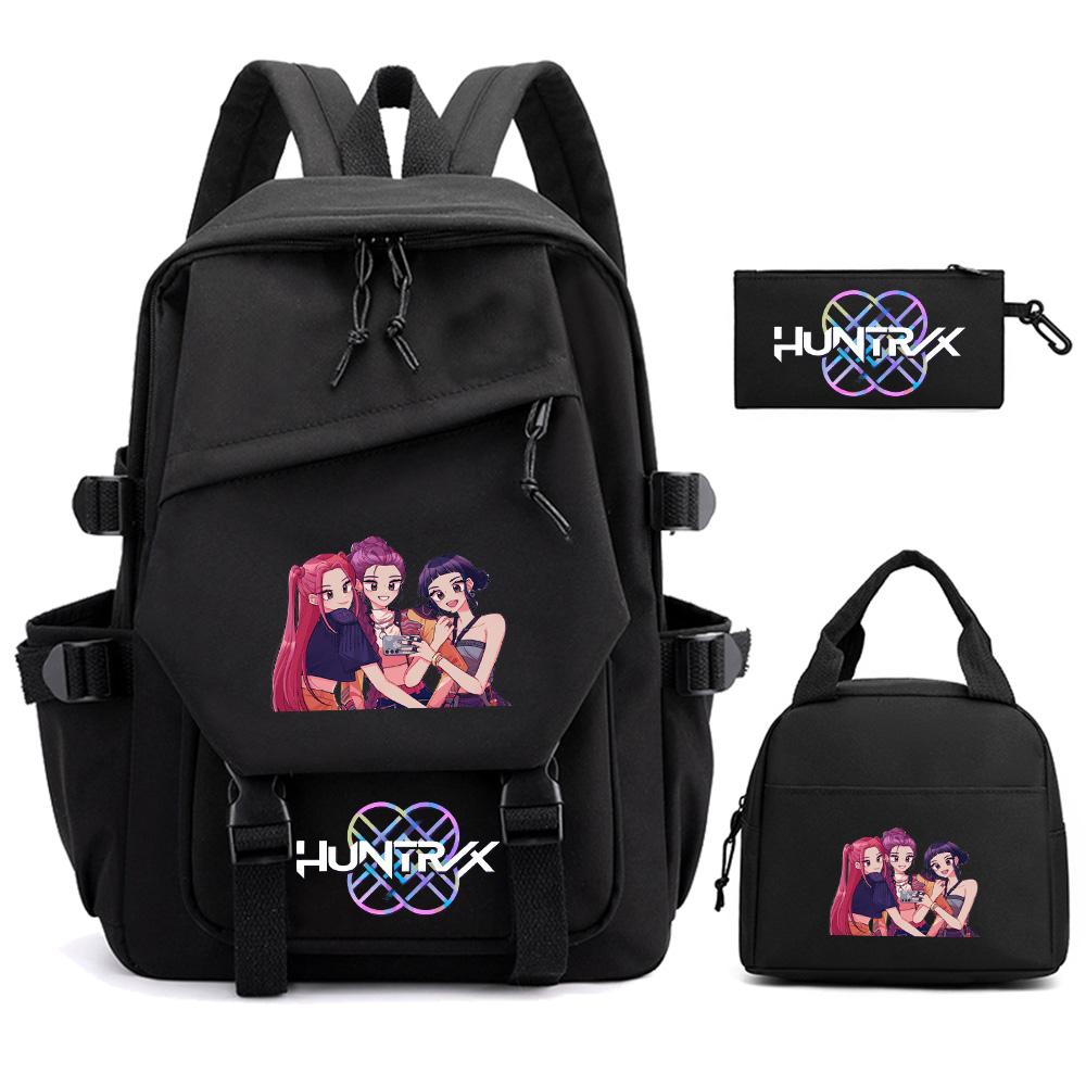 3Pcs/set K-pop Demon Hunters Printed Backpack for Teenger Boy Girl Large Capacity Schoolbag Children Student Bookbag Women Waterproof Travel Bag