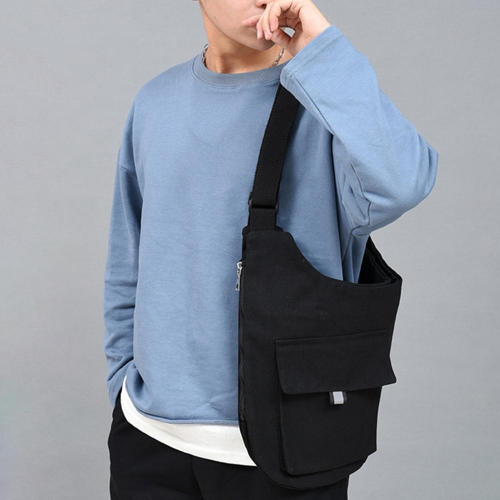 Summer Casual Waistcoat Bag Adjustable Shoulder Straps Solid Color Vest Bag Pockets Zipper Placket Outdoor Shoulder Backpack