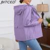 BITCED Hooded Solid-Colour Trench Coat for Women Long-Sleeved Spring/Autumn Lightweight Jacket Casual Style