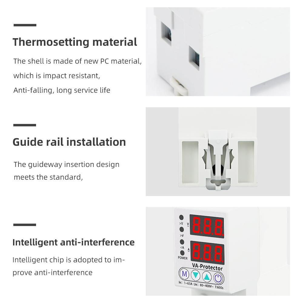 Adjustable Digital Voltage Relay 220V 40A/63A Household Circuit Breaker Surge Protector Limit Over And Under Current Protection