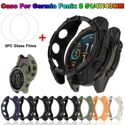 TPU Soft Silicone Case For Garmin Fenix 8 51mm 47mm 43mm Fenix8 Protective Cover Cases Tempered Glass Film Shell Watch Accessory