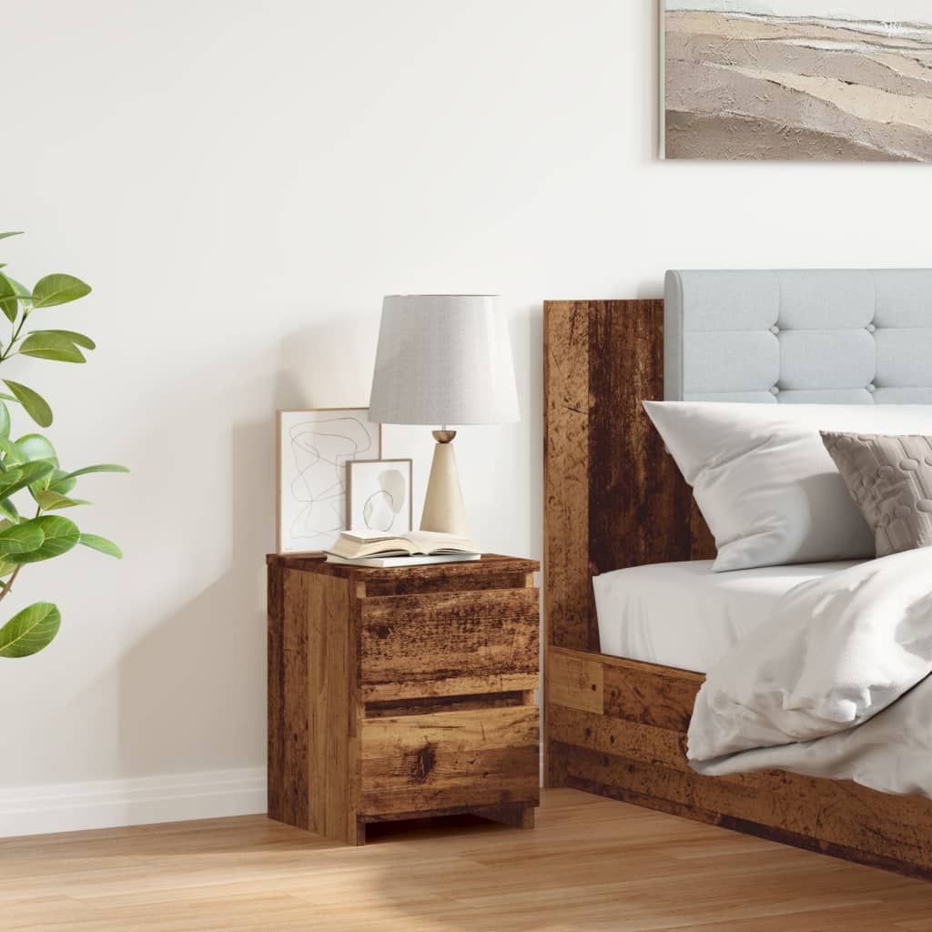 Vidaxl Bedside Table, Old Wood 30X30X40 Cm, Wood-Based Material