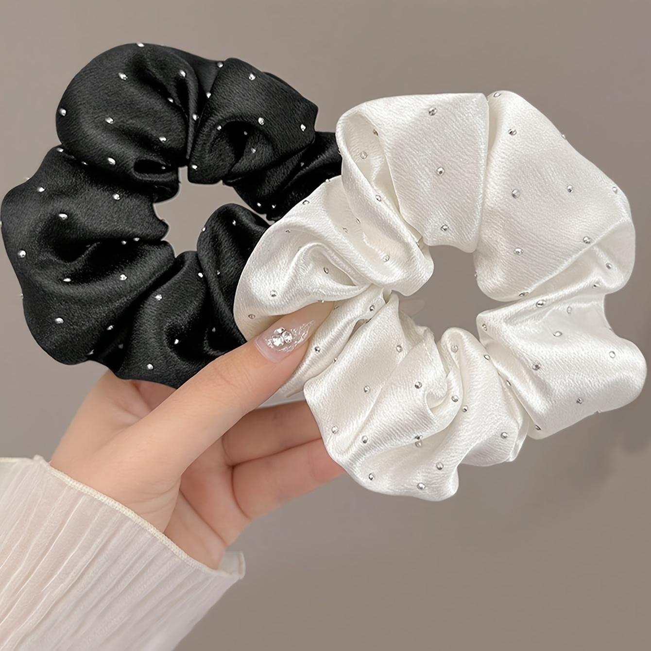 

2pcs satin diamond large intestine scrunchie women s fashion high-end bundle hair elastic curling loop simple and versatile hair accessories