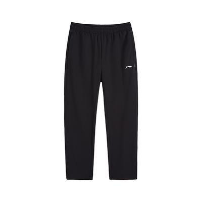 Einfache einfarbige mittelhohe atmungsaktive vielseitige Stricksporthose mit geradem Bein Unisex-Unterteil Schwarz AKLVB33-1