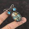 Spiny Oyster Copper Turquoise Pendant Copper Wire Wrapped Gemstone Pendant Blue Color Evil Eye Pendant Owl Pendant Handmade Copper Jewelry