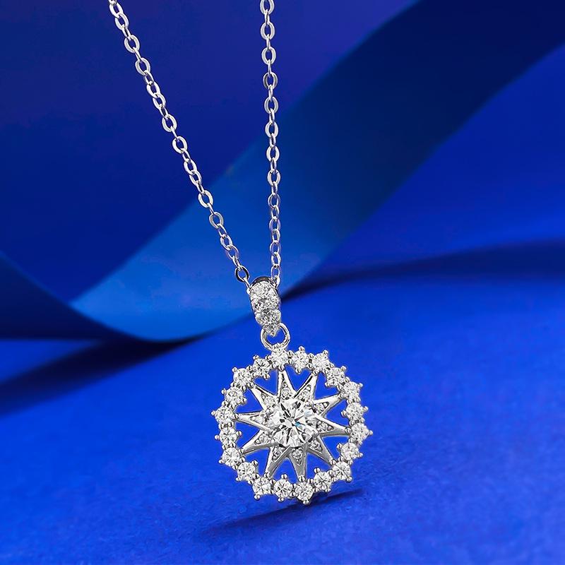 Moo King S925 Silver Snowflake Astrolabe Necklace - Fashionable and Versatile for Everyday Wear