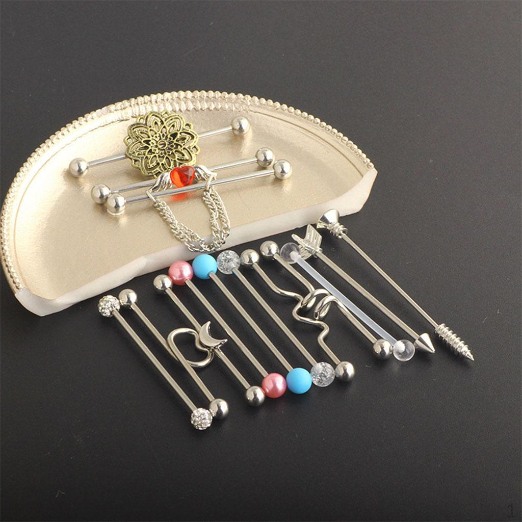 

14 шт. серьги-стержни со штангой, промышленные серьги из нержавеющей стали