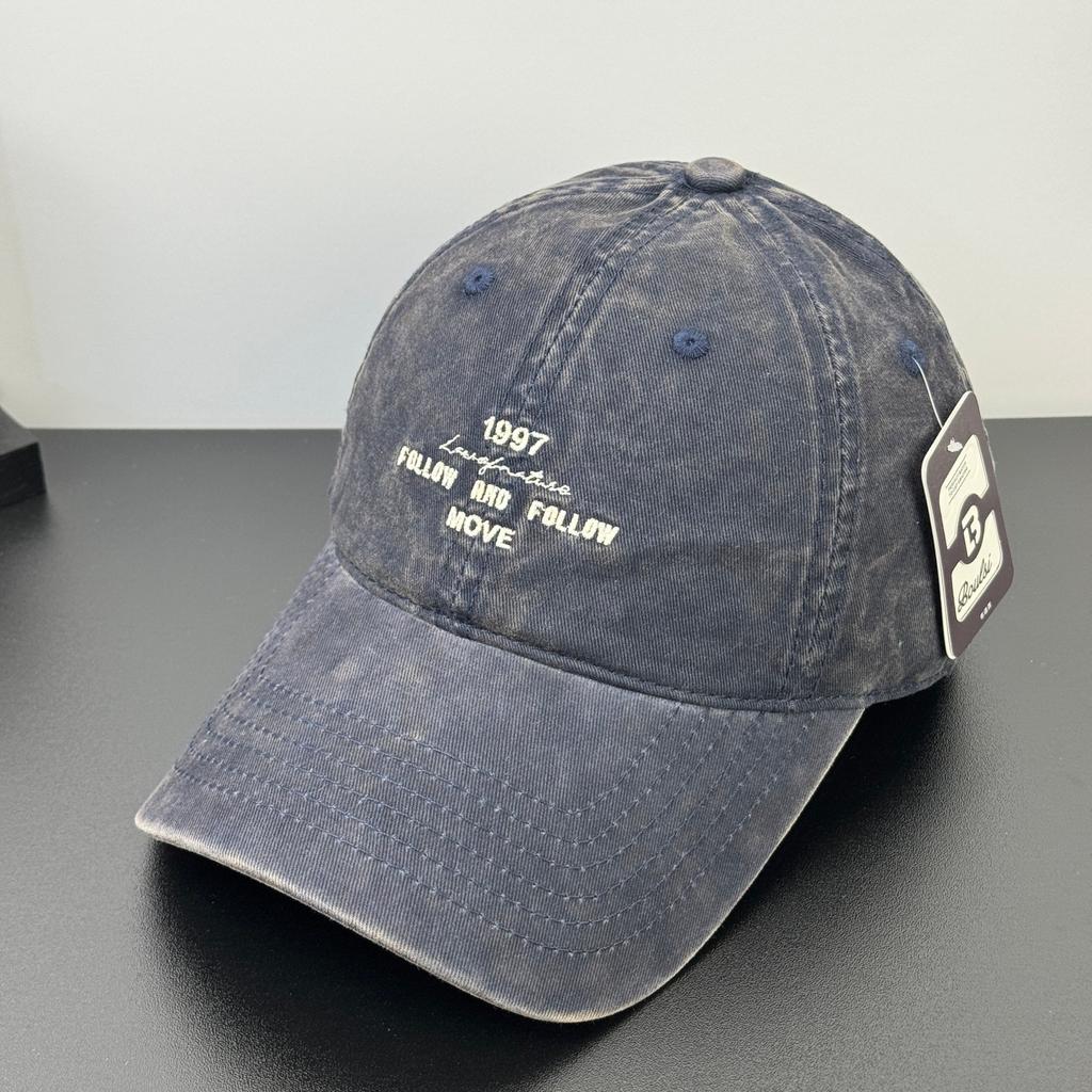 Fashion Hat Autumn and Winter Baseball Cap Alphabet Embroidery Big Head Circumference Show Face Small Versatile Cap Atmosphere Ins Washed Cotton Soft