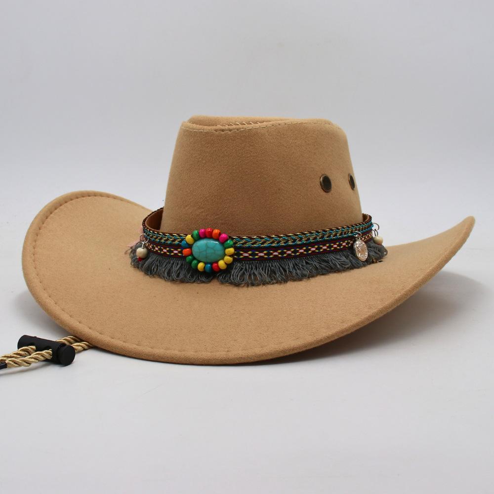 Tibetan Ethnic Style Accessories Men'S And Women'S Outdoor Big-Brimmed Sun Hat Mountaineering Sun Protection Knight Hat Vintage Curled Top Hat