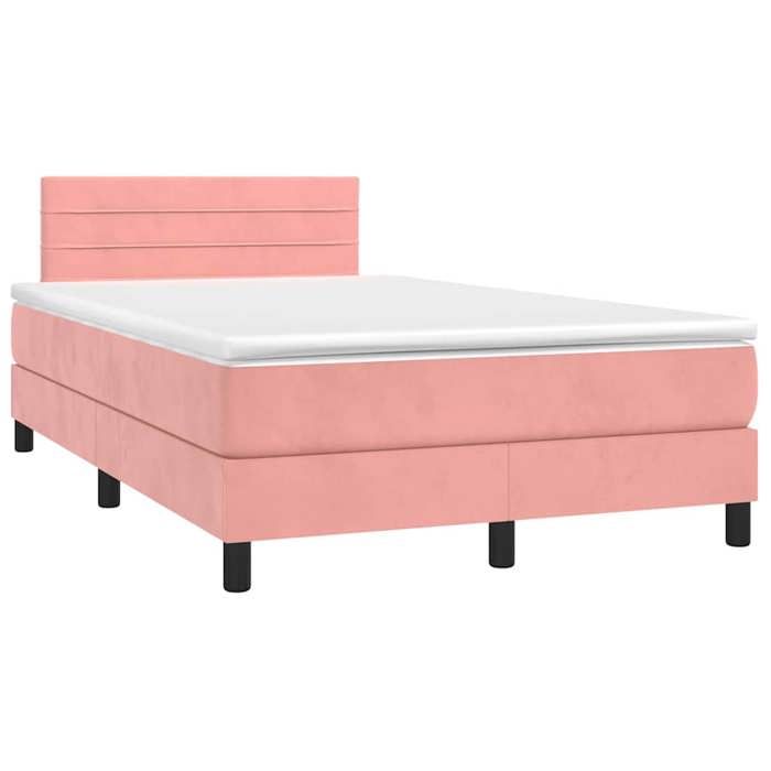Maison Exclusive - Sommier à lattes de lit et matelas LED rose 120x190 cm velours