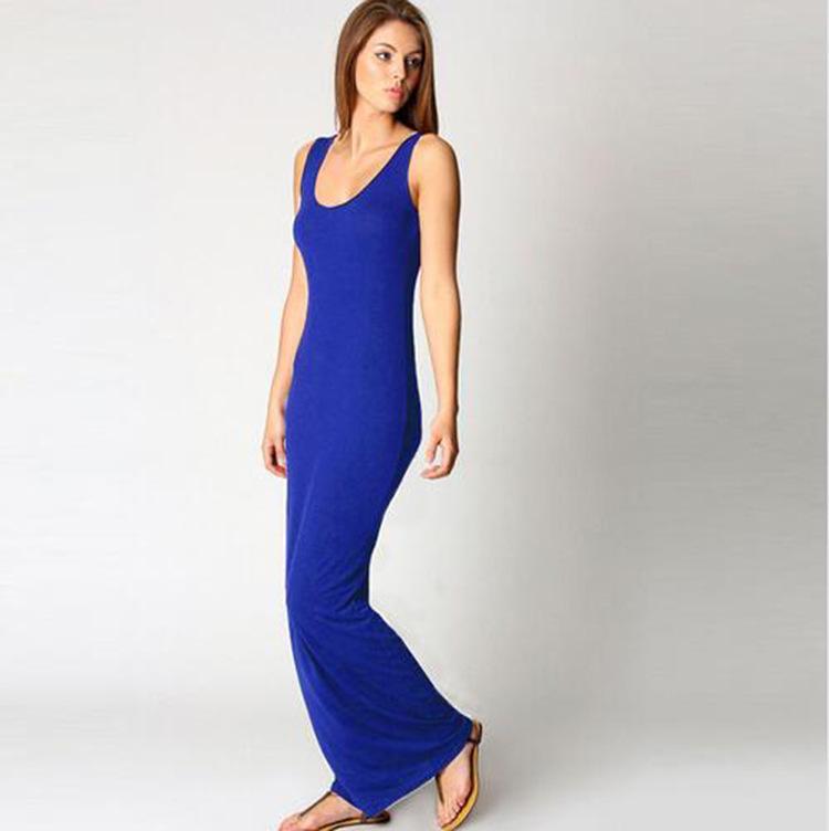 Elegant Solid Color Bodycon Tank Dress for Nightclub Summer
