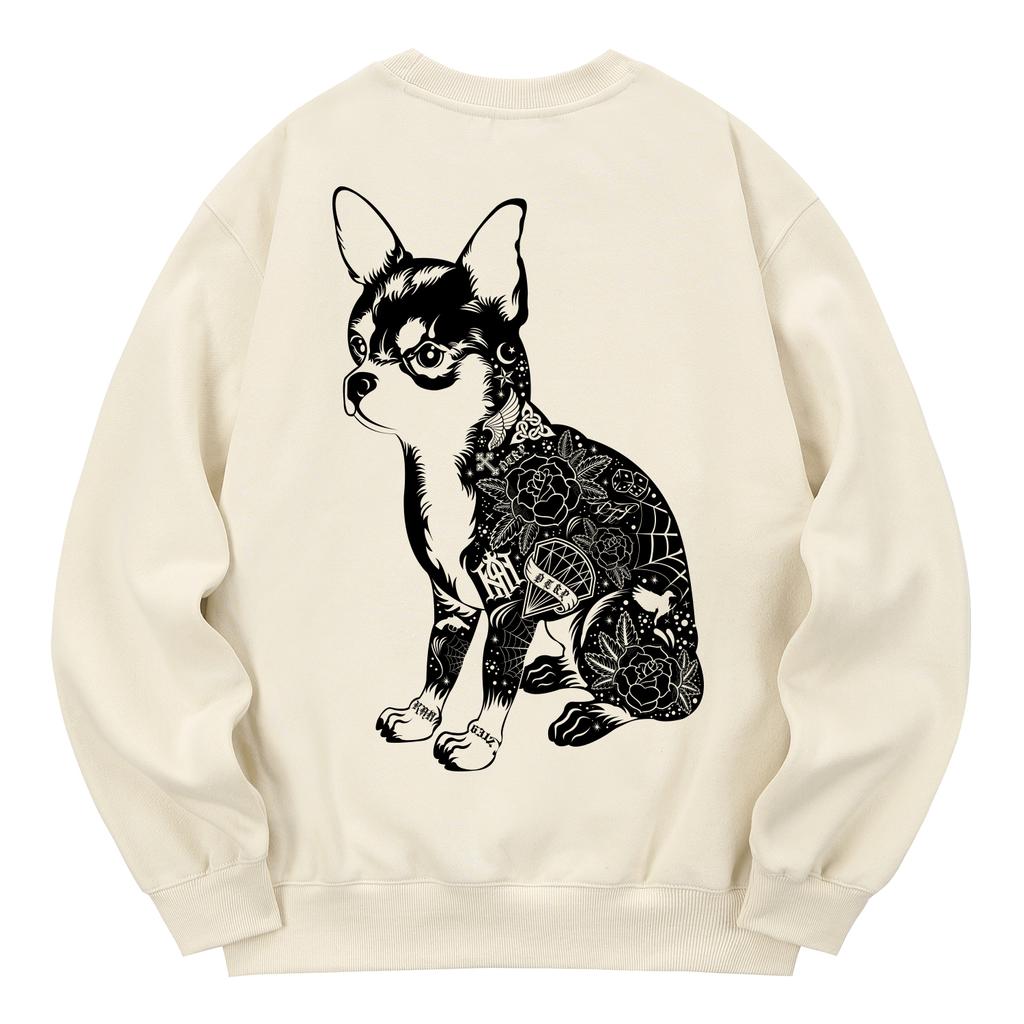 KAN6312 Kmc0087 Chicano Dog Fleece-Lined Sweatshirt - Cream