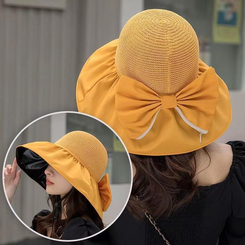 New bucket hat sun hat versatile sun hat big eaves hat bow face covering sun protection hat summer women