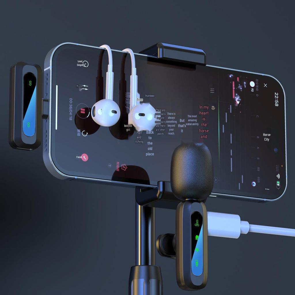 Microfon lavalieră wireless pentru streaming mobil în aer liber, interviuri și reducerea zgomotului