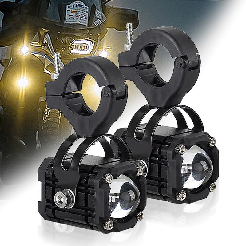 Motorcycle Led Auxiliary Headlight Spotlight Dual Color White Yellow Hi/Lo Beam Bright Driving Fog Light Waterproof Universal