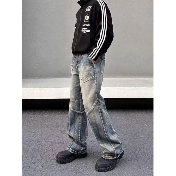 Minimalist Men'S Versatile Youth Fashion Jeans, New Loose Straight Leg Summer Pants, Men'S Temperament Trend