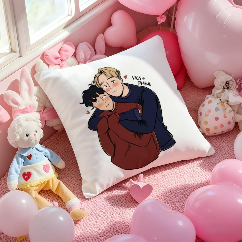 Cartoon H-HeartstopperS Cushion Cover Pattern Printed Pillowcase for Living Room Sofa Cushion Cover & Bedroom Decor