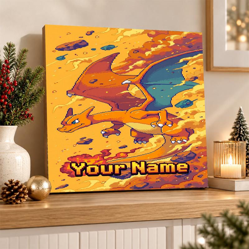 Charizard Custom Name Diamond Painting Personalized 5D Full Drill DIY Diamond Art Home Decor