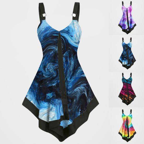 

Жилет с принтом Tie Dye для женщин с V-образным вырезом и нерегулярным подолом