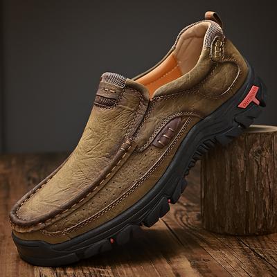 Stor Storlek 48 49 50 Äkta Läder Slip-on Skor Herr Nubuck Ko Läder Original Utomhus Vardagsskor Vandring Trekking