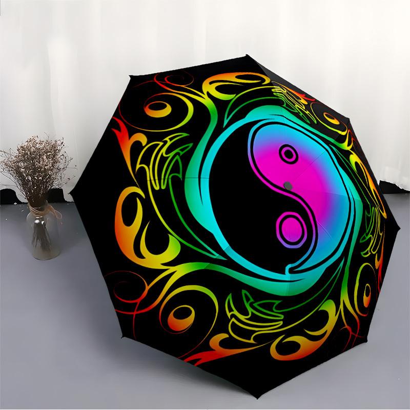 1pc YinYang Symbol Automatic Folding Umbrella - Portable Collapsible 8-Rib Umbrella for All Seasons yy251119165