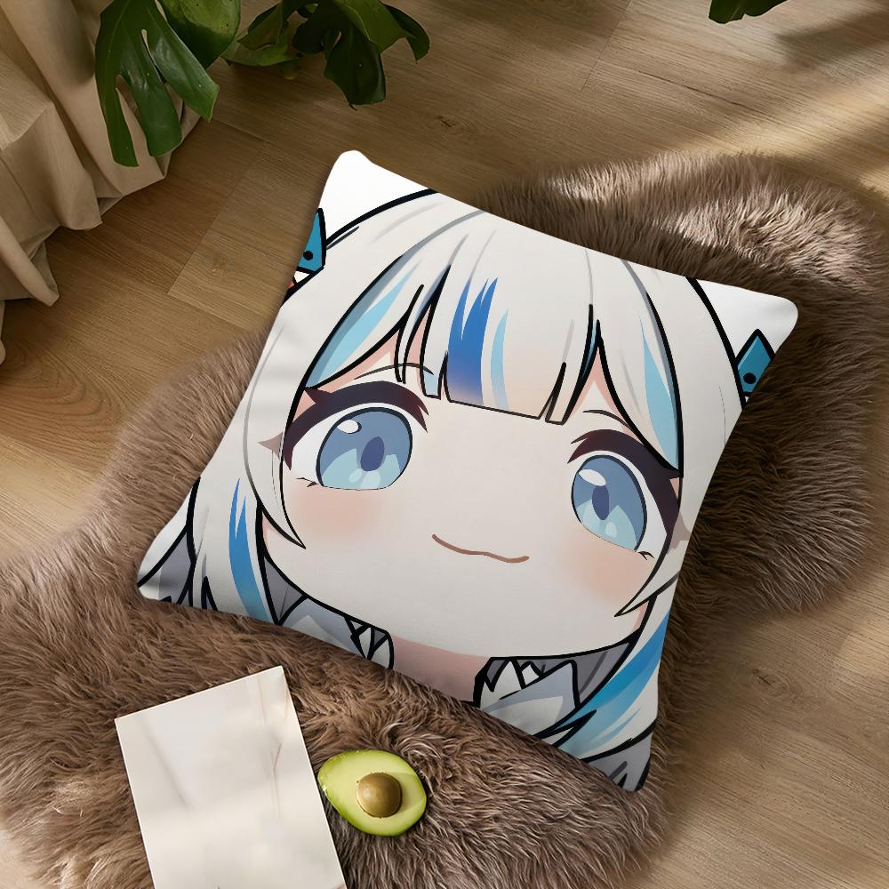Cute Gawr Gura Vtuber Q Version kawaii cushion cover For Bedroom Car Coffee Shop Soft Living Room Sofa Decorative Pillow Case 30cmx30cm