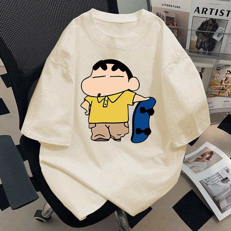 Crayon Shin-chan Unisex Retro Cotton T-shirt - Summer Short Sleeve, Loose Fit