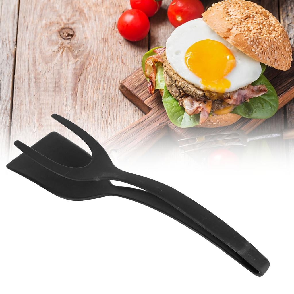 2-In-1 Nylon Grip Flip Tongs Egg Spatula Tongs Steak Spatula Tongs Clamp Pancake Fried Turners Kitchen Accessories Making Tool