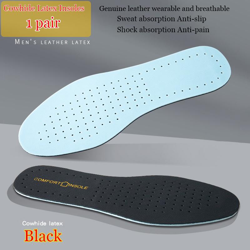 Latex Rundleer Inlegzolen Dunne Leren Zachte Sportinlegzool Comfortabel Schokabsorberend Ademend Deodoriserend Schoenkussen 41-42 zwart