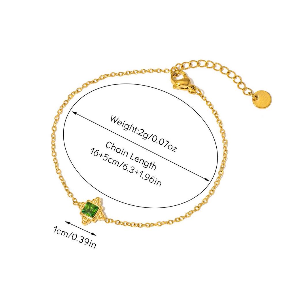 Retro Palace Style 18K Gold-Plated Titanium Steel Bracelet with Emerald Natural Stone for Women