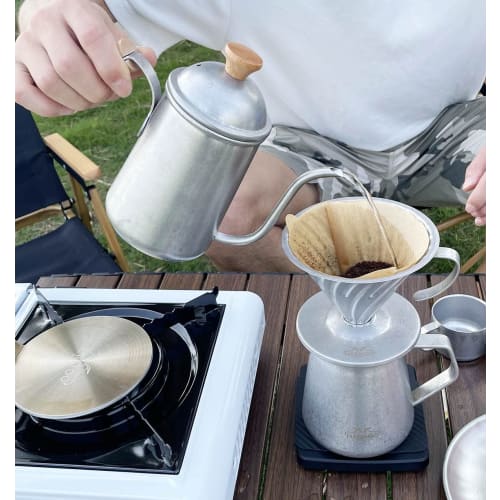 MERMOO YILAN Coffee Server Ripper Set, Coffee Dripper, Stylish Stainless Steel Coffee Server with Aged Finish, Coffee Pot, Serves 2-4, 600ml