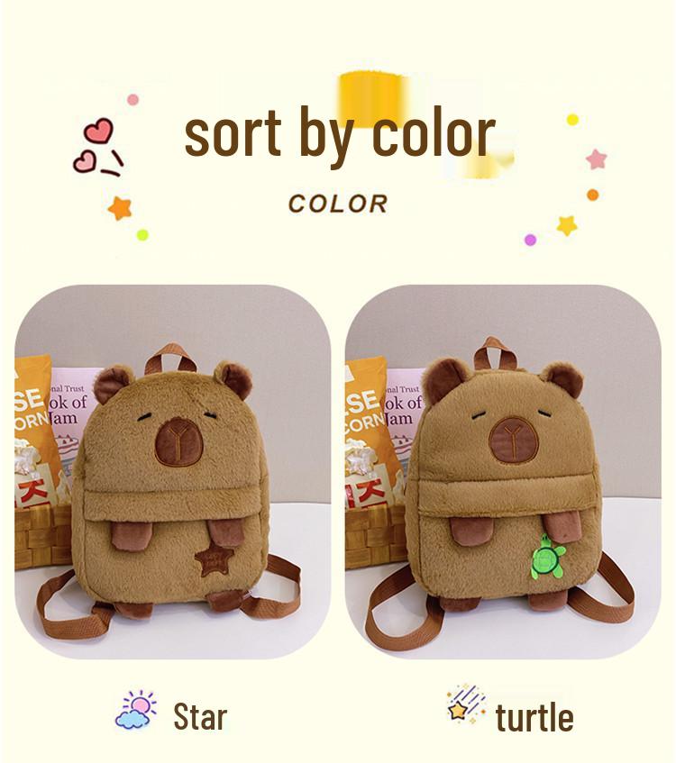 2025 Capybara Plush Backpack: Cute, Versatile, Furry Bag for Women and Students