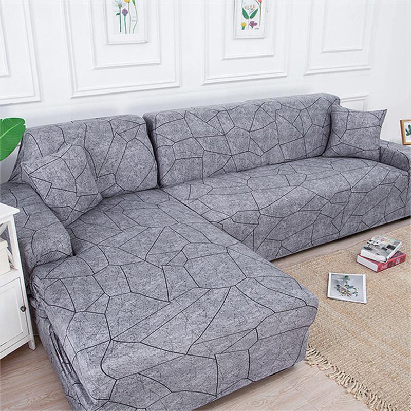 Geometric Elastic Sofa Cover Slipcovers L-Shaped Corner Sofa Couch Cover Armchair Sofa Cover 1/2/3/4 Seater for Living Room 1PC