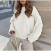 Herbst Winter Vintage Warm halten Strickpullover für Frauen Übergroßer Pullover Einfarbig Verdickter Pullover Strickwaren