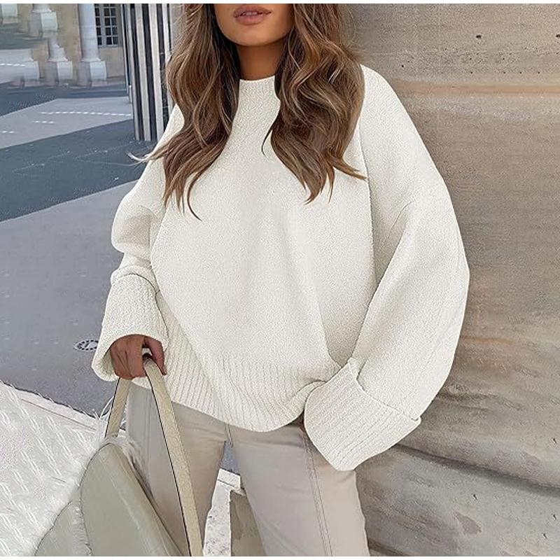 Herbst Winter Vintage Warm halten Strickpullover für Frauen Übergroßer Pullover Einfarbig Verdickter Pullover Strickwaren