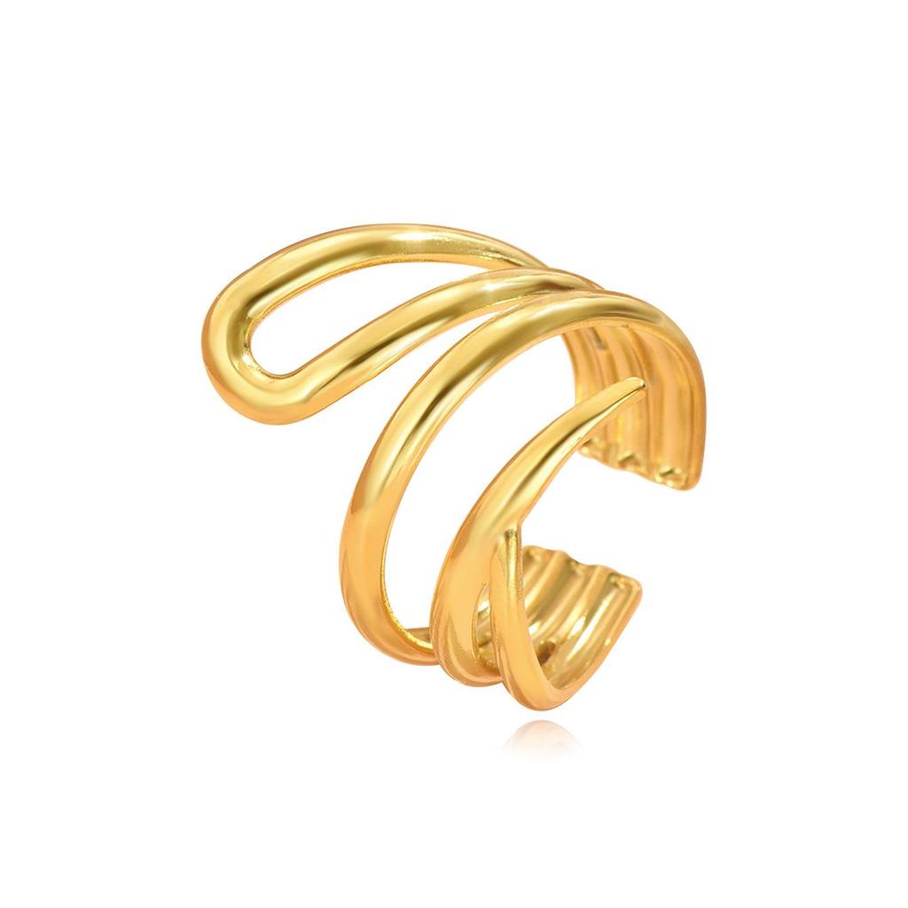 Cross-Border Artistic Irregular Line Design Stainless Steel Adjustable Index Finger Ring