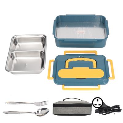 Beheizte Lunchbox 1,5 Liter ABS Edelstahl Plug and Play Dicht Auslaufsicher Elektrische Lunchbox mit Gabel Löffel Tasche