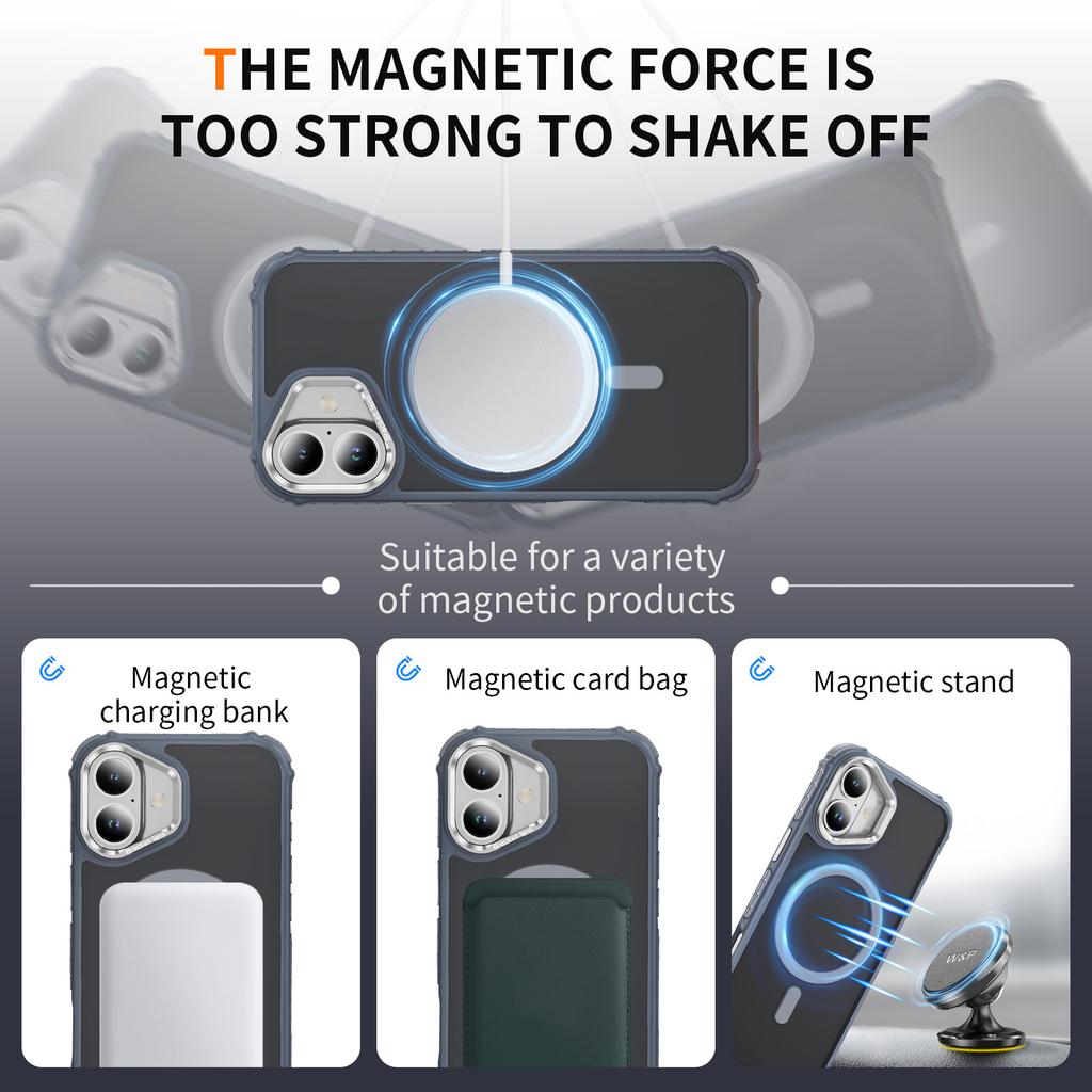 For iPhone 17 Case with Lens Kickstand Matte Phone Back Cover Compatible with MagSafe