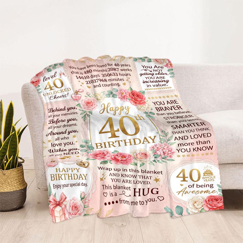 40th Birthday Celebration Flannel Blanket-Soft and Suitable for Sofas,Beds,Offices,Travel,All Seasons,Great Gift for Holidays and Birthdays.