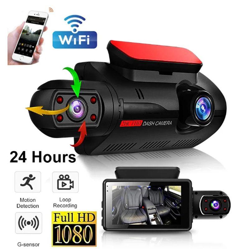 3-inch WIFI car DVR, 32GB storage, IPS screen, 1440P driving recorder, front and rear dual lenses
