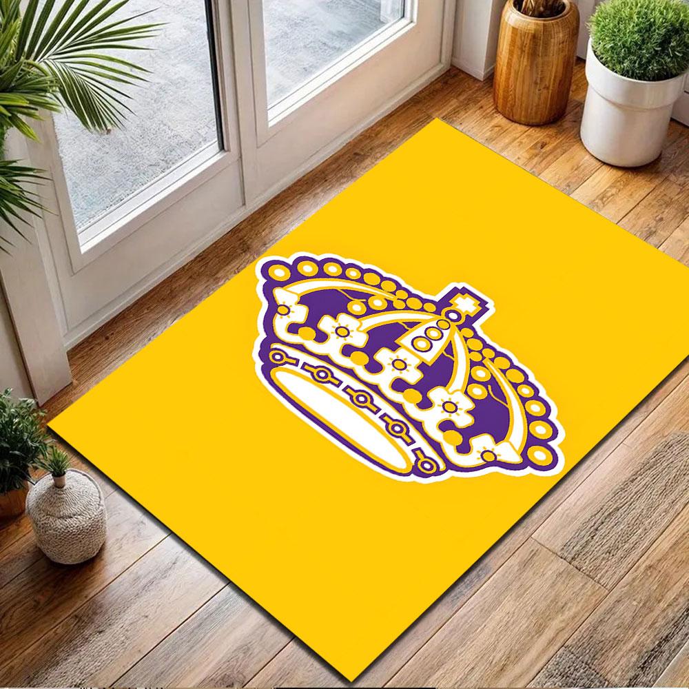 Royal Crown Design on Yellow Background Patterned carpet, non slip mat suitable for living room and bedroom sofas