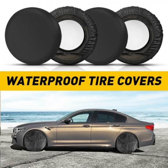 4PCS Waterproof Wheel Covers Tire & Tyre Trailer RV Camper Sun Protector 27"-29"