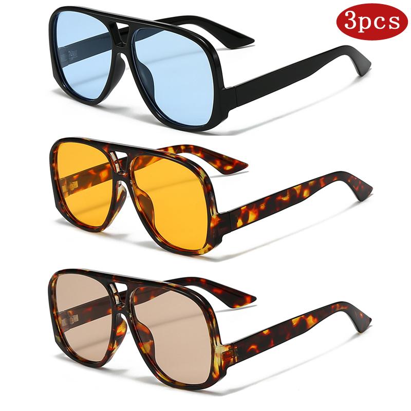 1/3pcs Oversized Women Double Bridges Sunglasses Fashion UV400 Protection Outdoor Driving Beach Travel Sun Glasses