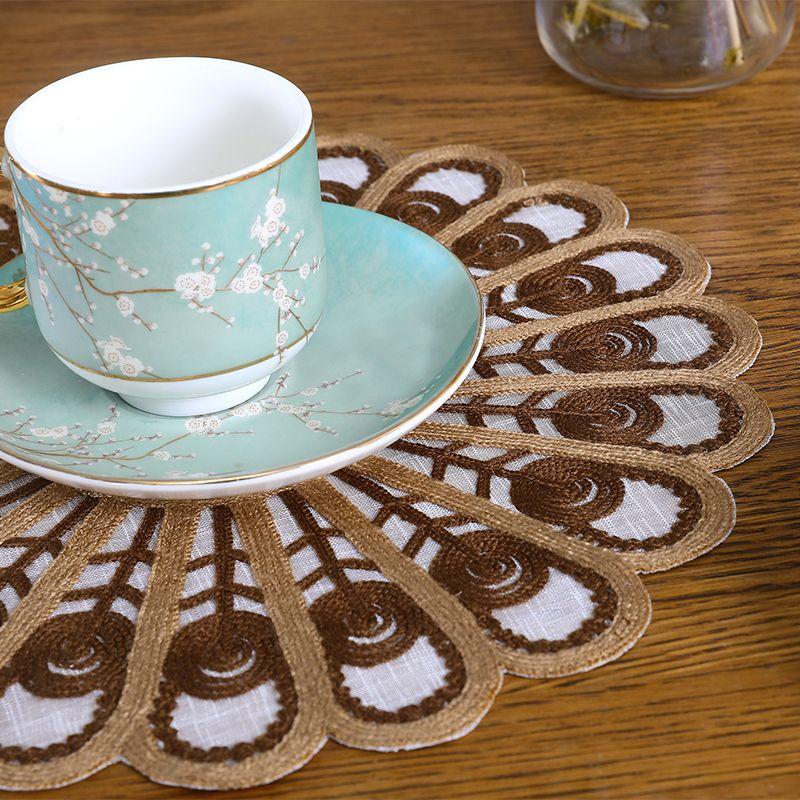 Lätt Lyx Broderi Lyxig Cirkulär Matskiva Bordsunderlägg Tallriksunderlägg, Vasunderlägg Bordslampa Underlägg Koppunderlägg Smyckesunderlägg Hem Retro Anti Skållningsunderlägg