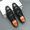 Size 38-46 Classic Men Block Shoes Men Fashion Splicing Pointed Leather Shoes Men Business Dress Shoes European Wedding Shoes