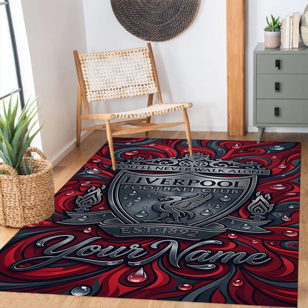 Liverpool Team Personalized Name Floor Rug Office Rug Design For Balcony Bedrooms Foyer Playrooms Antislip Carpet Office Home Decor