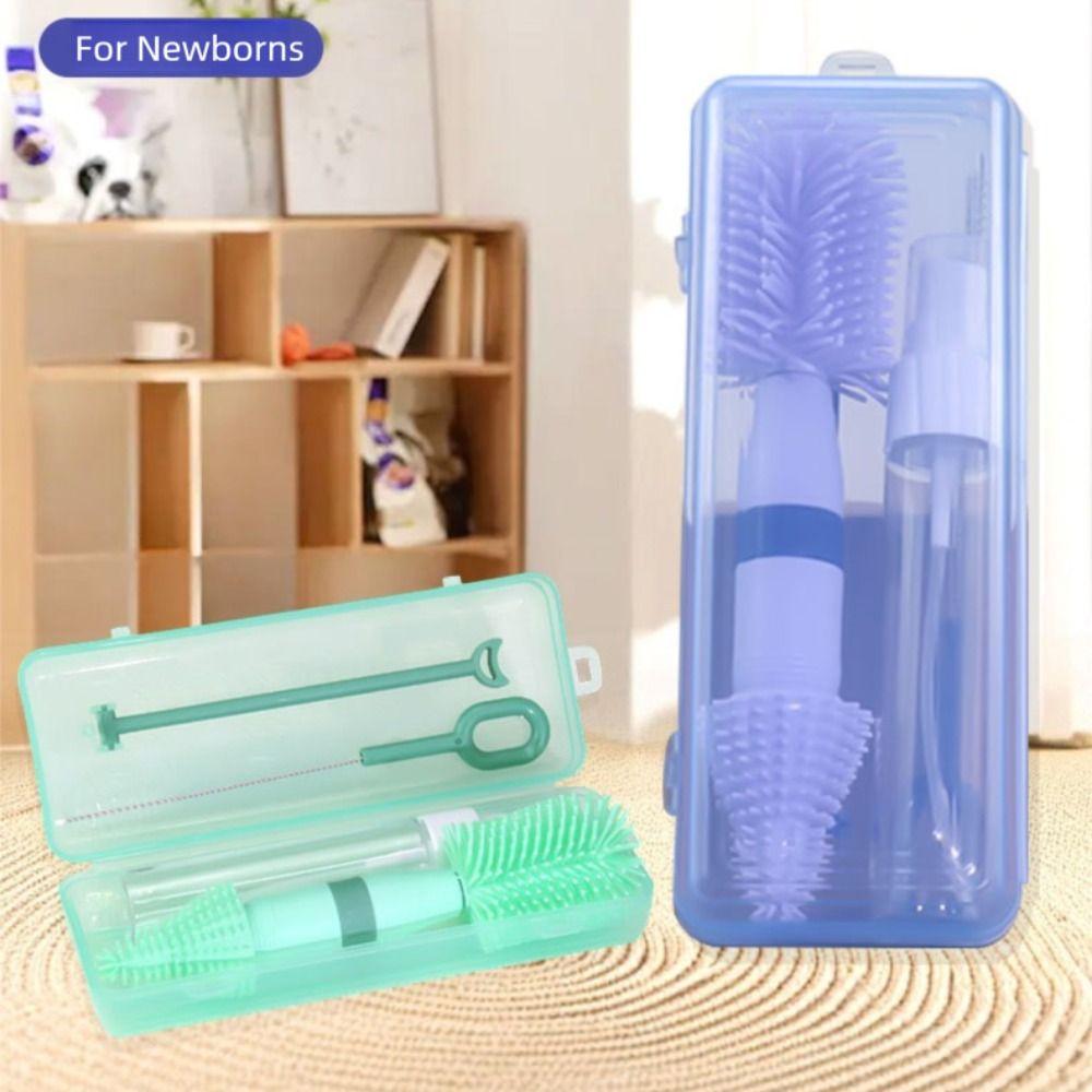 Silikon Flaschenreinigungsbürsten-Set mit Aufbewahrungsbox Baby-Nippelbürsten-Set Outdoor-Reise