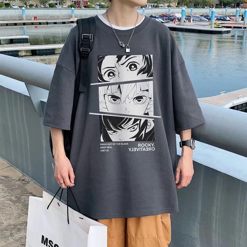 Demon Slayer Anime Printing Oversized Cotton Tshirt Men and Women Comfortable Fashion Street Y2K  Summer Trend Harajuku Tshirt