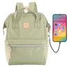 Multifunctional Backpack with USB Port In Olive Green - Himawari